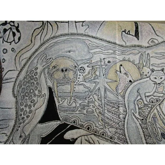 New Large Polar Bear Northwest Woven Cotton Afghan Throw Blanket Arctic Animal - Picture 4 of 5